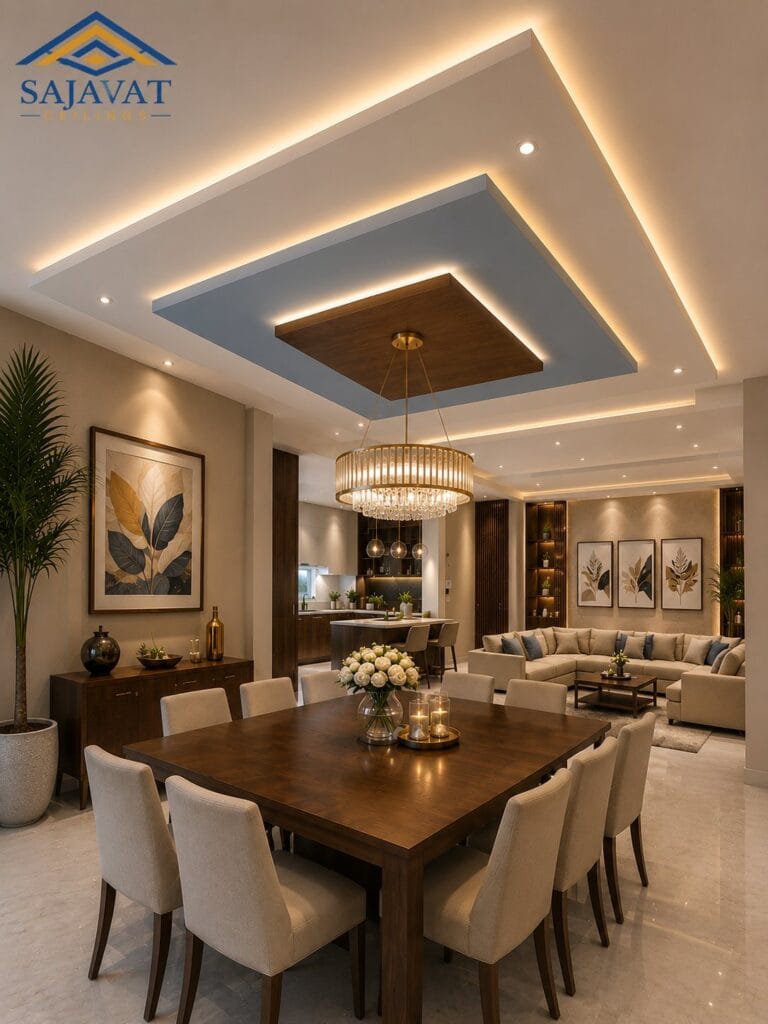 Dining false ceiling design in Bhavnagar – Sajavat Ceilings
